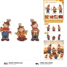 Fall Scarecrow Figurines Set 3 Resin Tabletop Decor Thanksgiving Table Display
