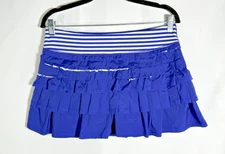 Lululemon Run: Back On Track Skirt Skort Blue Purple Stripe Ruffle Size 8