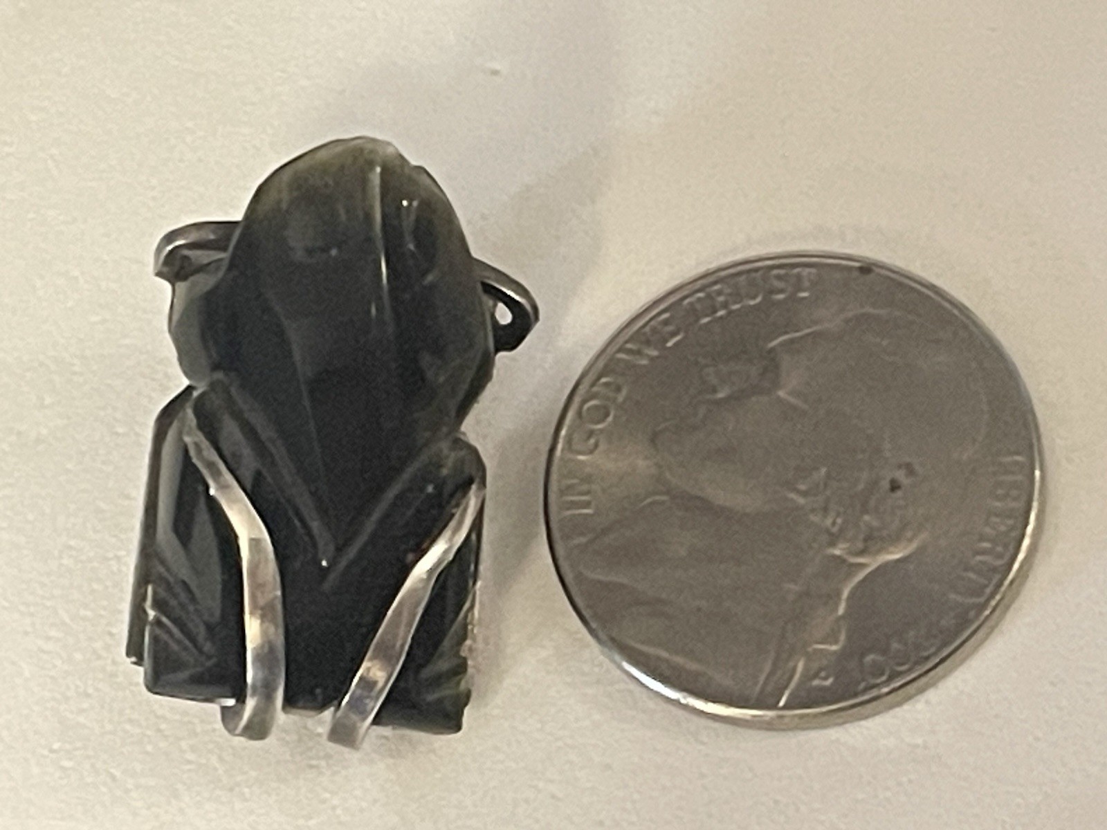 Frog Toad Brooch Tiny Sterling Silver Cabochon Gr… - image 10