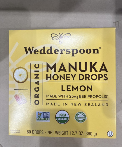 Wedderspoon Organic Manuka Honey Lemon Drops, 60 Count