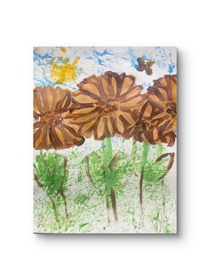 Deep Sunflower Field   11 X 14'' Airy Fresh Acrylic Paint Canvas Impressionism