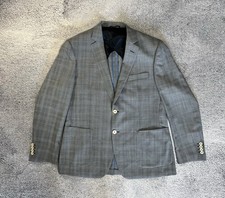 Balmain Paris Wool Blazer 52R Super 100  s Gray Plaid Sport Coat Jacket Luxury