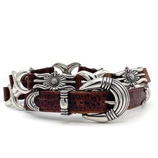 Captiva Brown Leather Silver Sunflower Link Concho Western Belt Size Medium VTG
