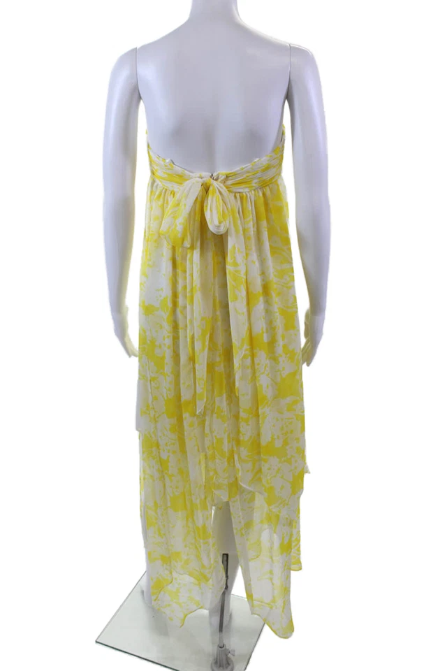 Jill Stuart 女式背面拉链无肩带花卉透明换装连衣裙白色黄色 2 — 第 3/4 张图片