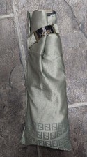 FENDI Folding Umbrella Grey Signature Nylon Logo Windproof Authentic