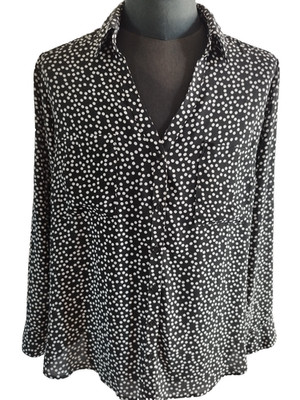 Express Polka-Dot Bluse Schwarz/Weiß Größe XL   Langarm Lockerer Schnitt