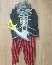 Matalan Pirate Skeleton Fancy Dress Complete Outfit Black 6-7Y Polyester