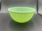 Fire King Oven Ware Jadeite Swirl 9” x 4.5” Mixing Bowl Green Made U.S.A.