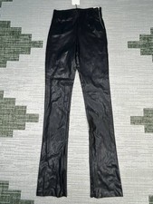 Zara Legging Pants Womens Small Black Faux Leather High Waisted Ankle Zip New