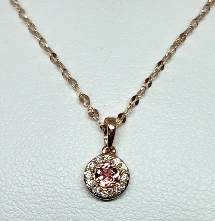 LC Lauren Conrad 10K розовое золото розовый турмалин бриллиант ожерелье - Изображение 3 из 4