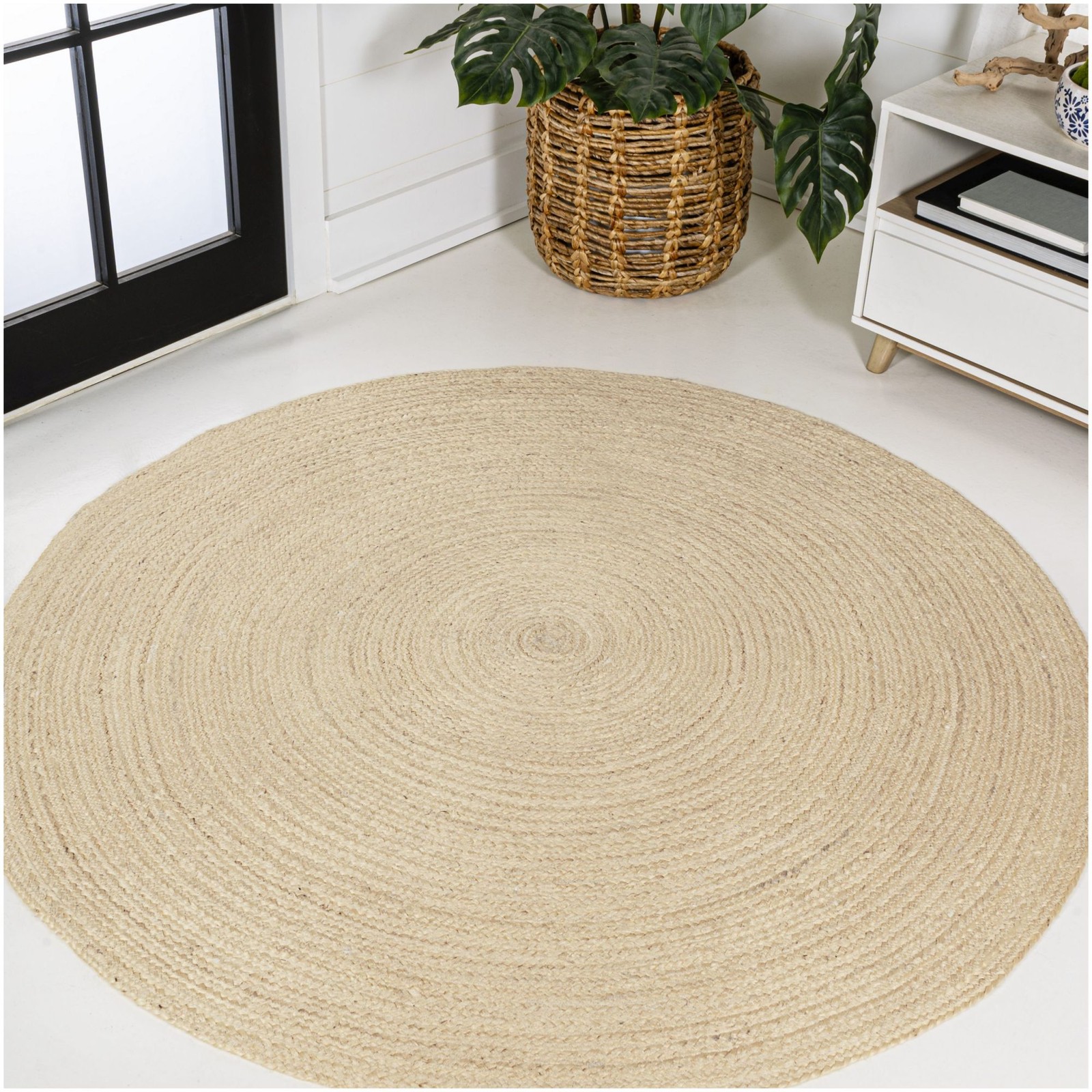Jonathan Y Ansa 4x4 Off White Jute Rug with Natural Texture