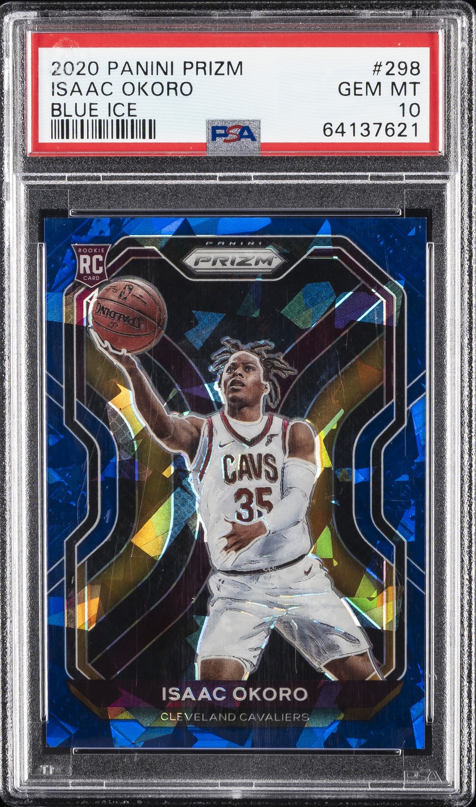 2020 PANINI PRIZM BLUE ICE #298 ISAAC OKORO 69/125 PSA 10