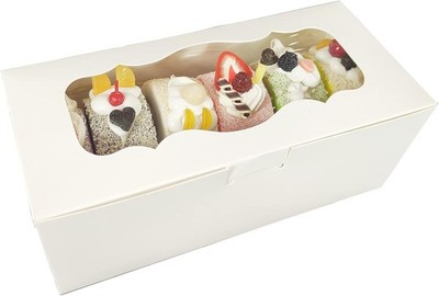 30pcs 9x4x3.5 Inch Cookie Boxes White Bakery Boxes with Window, Loaf Cake Boxes