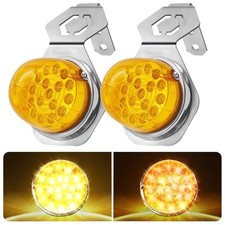 2PCS Watermelon Lights with Stainless Steel Bracket, 17 LED Dual Function amber