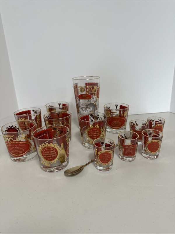 MCM Vintage Bacardi Bar Set, 14 Pieces, Excellent