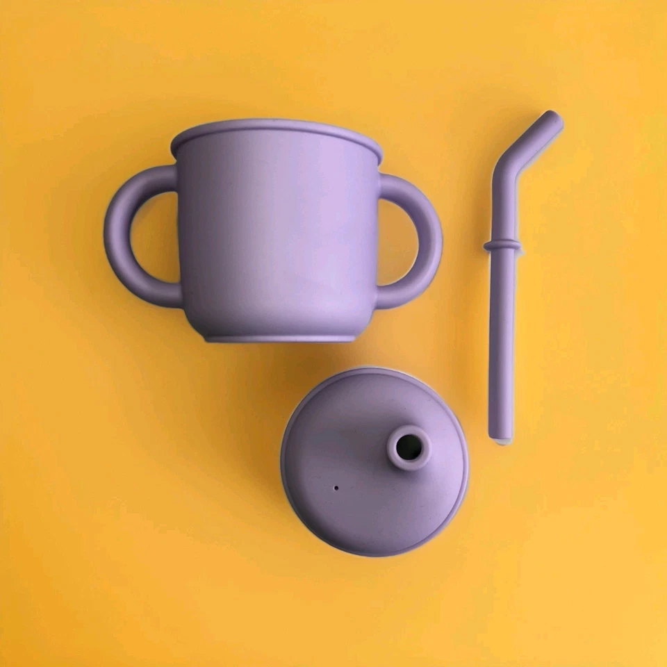 3 tazas de paja de silicona para sorber, a prueba de derrames para niños pequeños y bebés (paquete de 3 colores) Foto 3 de 4