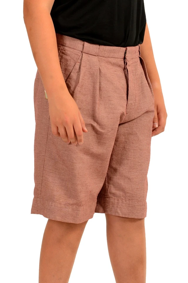 Pantalones Cortos Para Hombre Incotex Estampado Geométrico Lino Plisado Frontal US 30 IT 46 Foto 2 de 4