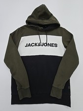 Jack Jones Mens Green Black Colorblock Pullover Hoodie Size L BNWT 