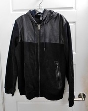 Marc By Marc Jacobs Men s Black Zip Hoodie With Leather Detail Hood sz XL