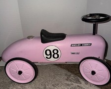 VTG Style Pink Racer Ford 427 Shelby Cobra Metal Ride On Car Toy for Toddlers
