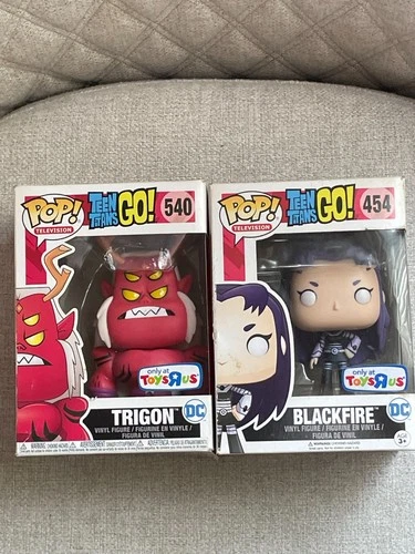 LOT OF 2 TEEN TITANS GO! FUNKO POP FIGURES BLACKFIRE 454 & TRIGON 540 NEW IN BOX