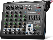 6 Channel Audio Interface Dj Mixer Soundboard Console 99 Dsp Reverb Delay