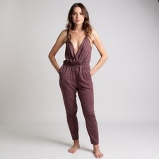 Urban Outfitters Silence Noise Surplice Jumpsuit in Marled Maroon Size S