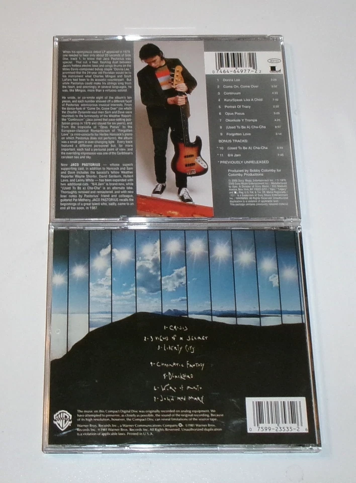 2 CD Lot Jaco Pastorius Like New Cond Self Titled Jaco Pastorius & Word Of Mouth Foto 2 de 4