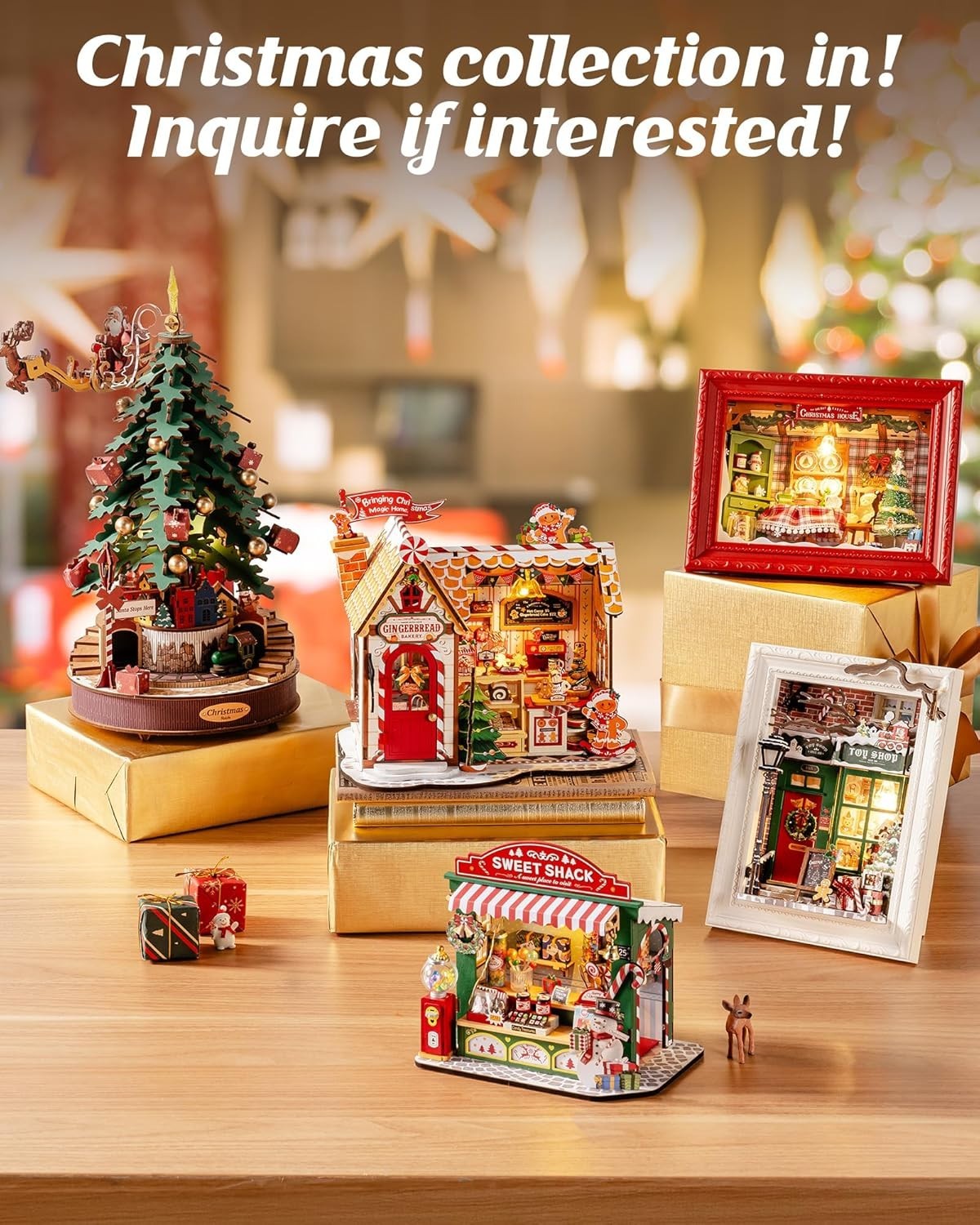 Rolife Wooden Miniature DollHouse 3D Puzzle Christmas Gingerbread LED Xmas Gifts