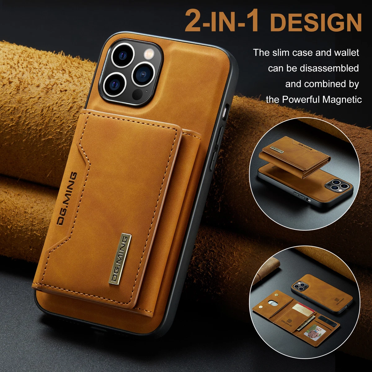 For iPhone 15 14 13 12 11 Pro Max Plus Leather Wallet Case Magnetic Rubber  Cover