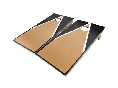 Black Half and Half Triangle Cornhole Board Set