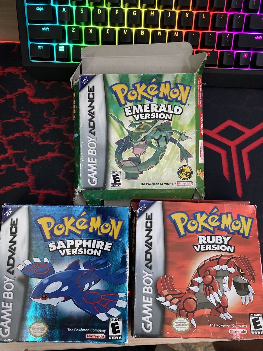 Pokemon Sapphire Ruby & Emerald New Batteries Cleaned Compete In Box