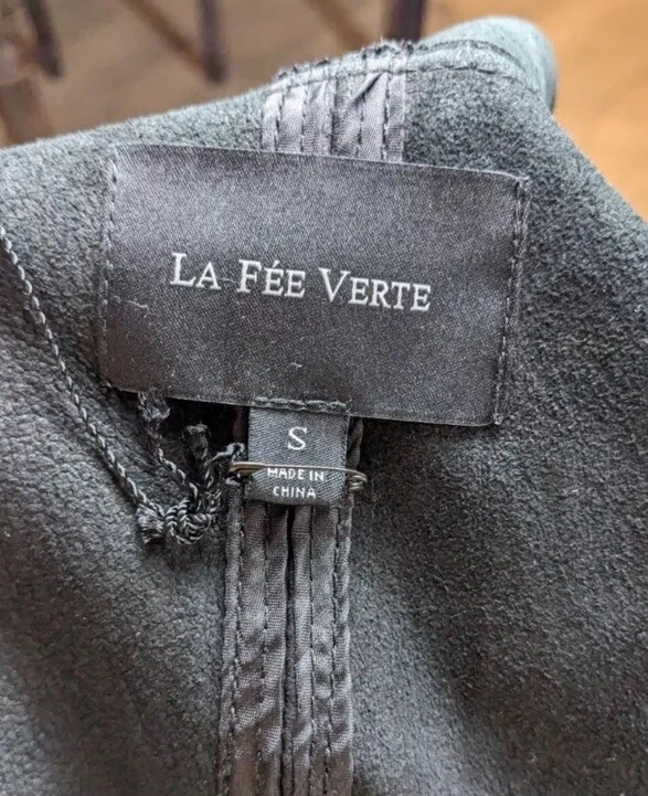 $784 Revolve LA FEE VERTE DRAPEADO FRONTAL PAPEL CUERO CHAQUETA Blazer Negro Talla M N16 Foto 3 de 4