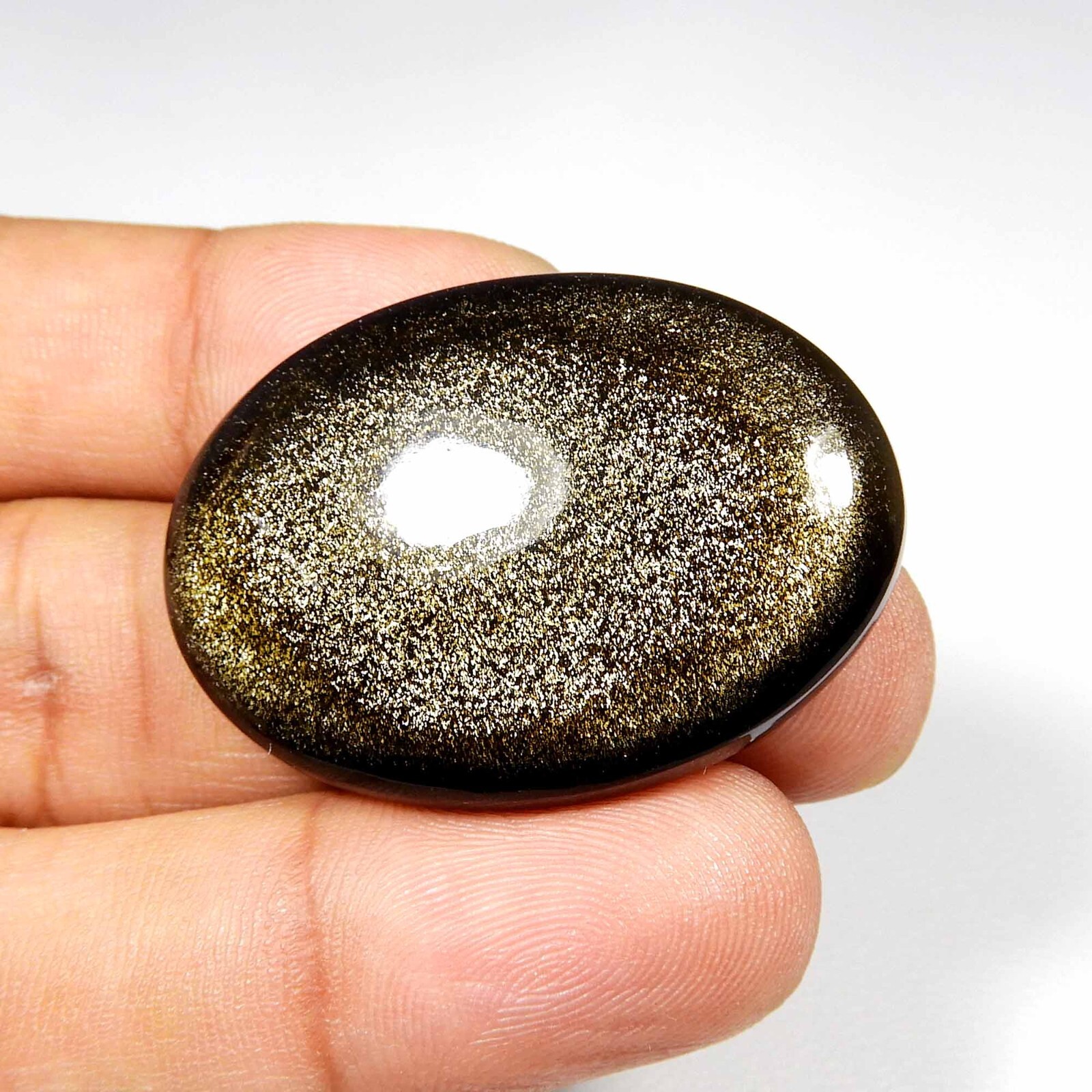 Lot de perles d'OBSIDIENNE DORÉE, perle ronde lisse en véritable pierre