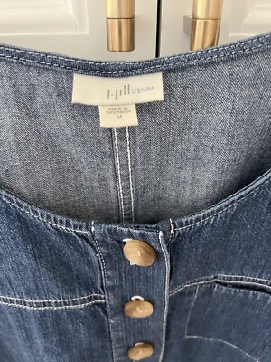 J JILL DENIM DRESS SZ MED KNEE LENGTH LOOSE FIT SHORT SLEEVES POCKETS  CASUAL | eBay
