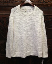 New Style & Co Women Plus Size Teddy Bouclé Sweater, Cream, 2X