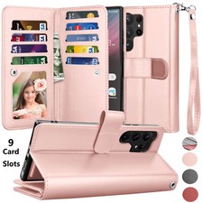For Samsung Galaxy S24 S23 S22 Ultra FE 5G Flip Leather Wallet Case Phone Cover
