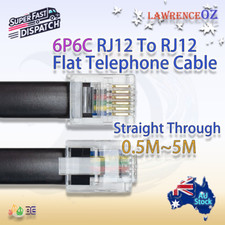 0.5-5M RJ12 6P6C Black Straight Through Telephone Cable for NBN ADSL VOIP Modems