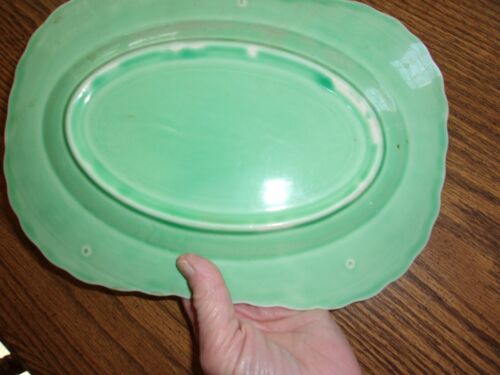 platter; vintage ceramic pc. pale jade color. no cracks or chips.lovely pc. - Picture 2 of 5