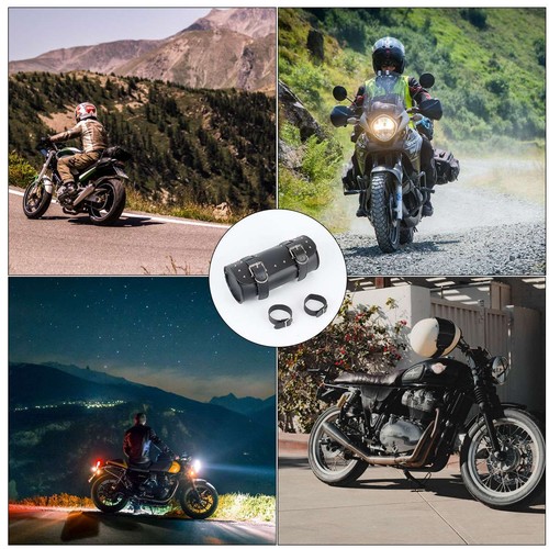 12'' Motorcycle Tool Bag Front Fork Handlebar Saddlebag Leather Storage Pouch US - Picture 5 of 12