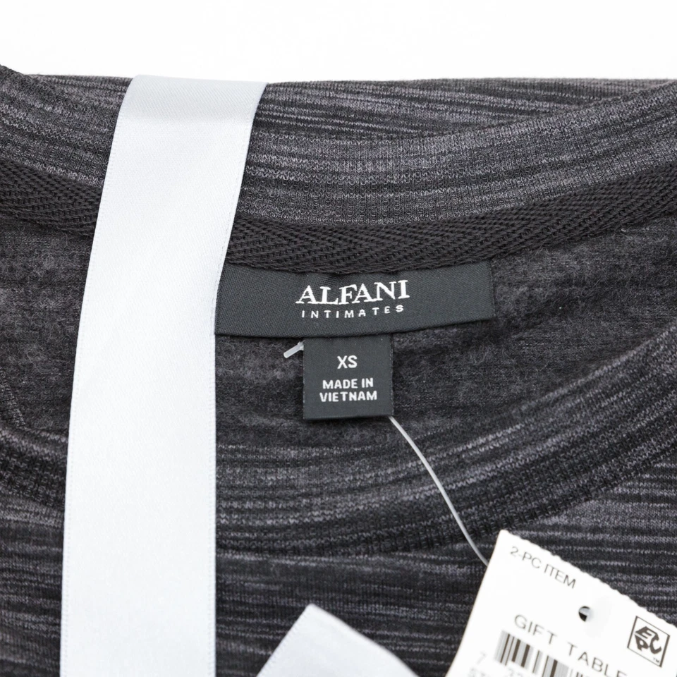 Alfani Womens XS  French Terry Pajama Set Dk Grey Strips New - Image 3 of 4