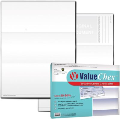 ValueChex UV Secure Check Paper- Blank Check Stock - Business Check On Top, 