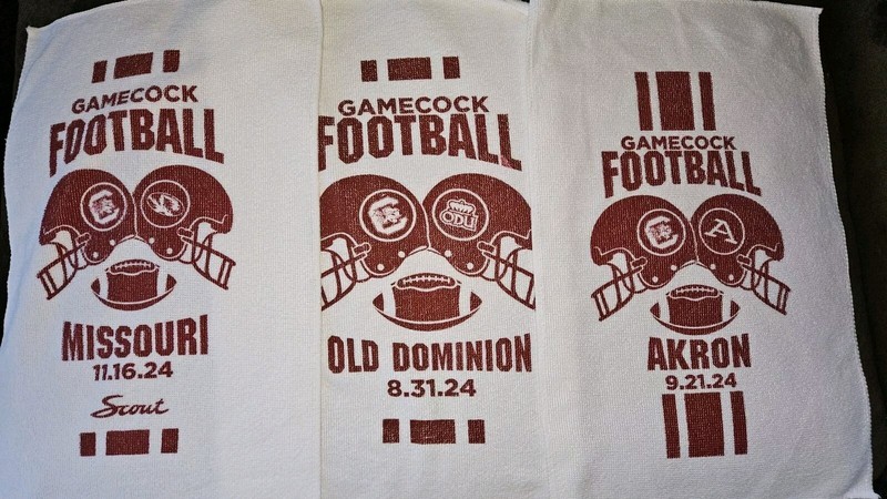 3 set USC Gamecock Football Vs. Missouri, Old Dominion, Akron Sandstorm Towel(s)