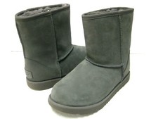 UGG CLASSIC SHORT II WP KID /WOMEN BOOTS GREY LEATHER US KID 6 /WOMEN 8