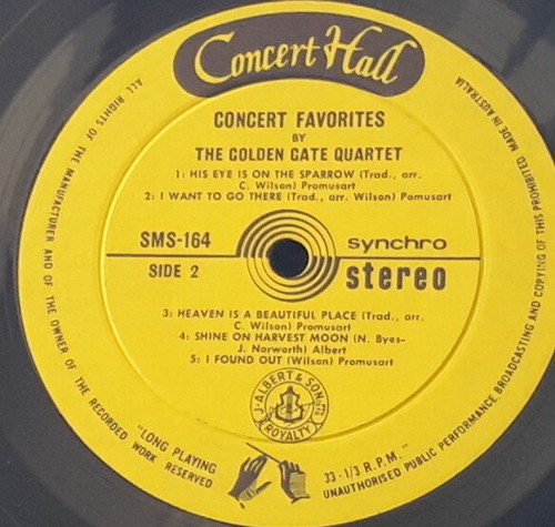 "THE GOLDEN GATE QUARTET - CANTA PARA TI 1963 SALA DE CONCIERTOS SMS 164 DE 10" LP - Imagen 3 de 3