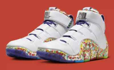 NIKE ZOOM LEBRON IV Fruity Pebbles White True Red DQ9310-100 Men's Size 6 RARE