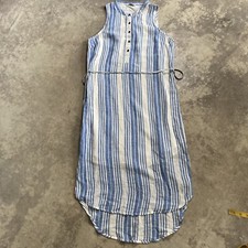 Splendid Dress Womens sz Small Picnic Strip Henley Hi Low Hem Sleeveless Midi
