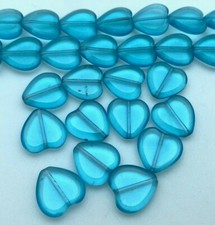 Transparent Light Blue Czech Glass Heart Beads 14x15mm  BCG144 