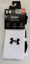 Under Armour UA Team Cushioned Crew Socks Youth Size 13.5K-4.5 White - New