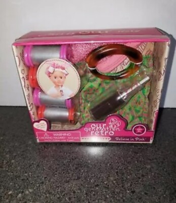 Battat Our Generation Believe in Pink Hair Rollers Tote Coke 18'' Doll Set NIB